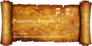 Popovics Kornél névjegykártya