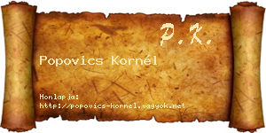 Popovics Kornél névjegykártya